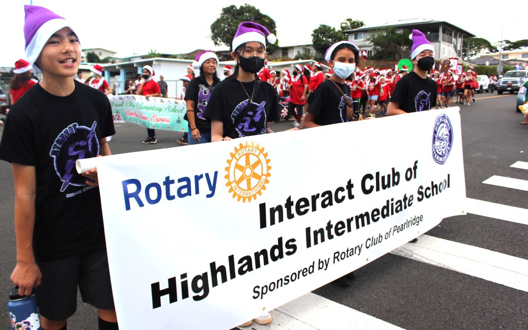 RCOP ROTARY YOUTH INTERACT CLUBS WALK AS ONE AT 2022 ANNUAL PEARL CITY SHOPPING CENTER CHRISTMAS PARADE