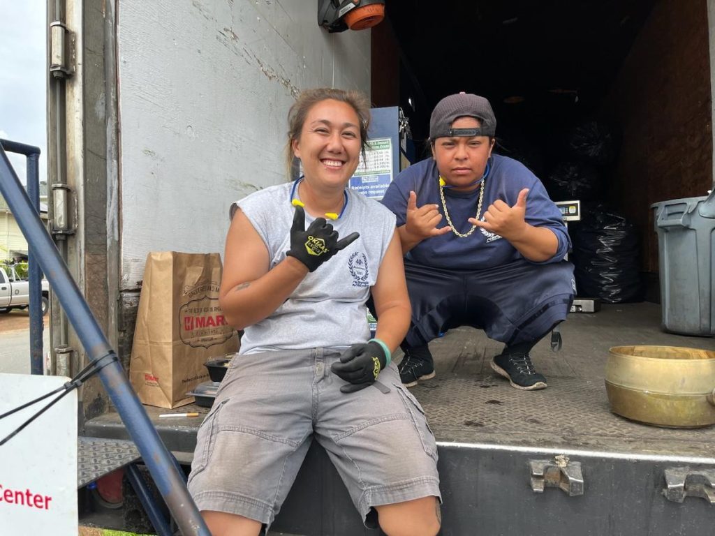 Reynolds Recycling Center staff at the Pearl City Shopping Center making recycling smooth and easy