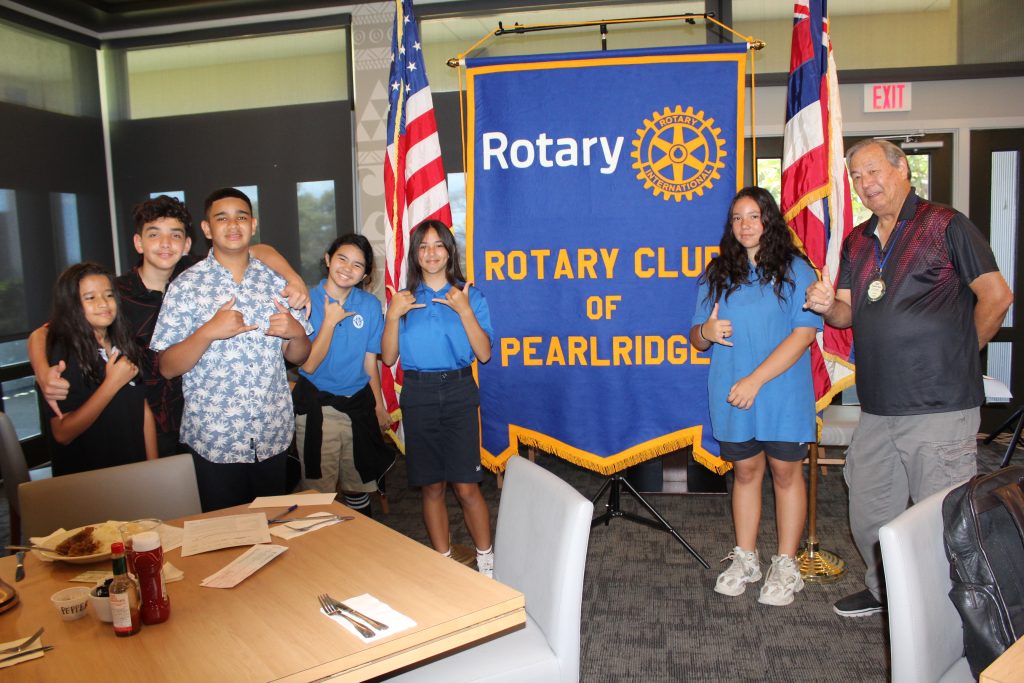 Rotary Club of Pearlridge, Cross Academy Interact Club, Eric Fujimoto Foundation, and Pearl City Shopping Center come together for four very special presentations