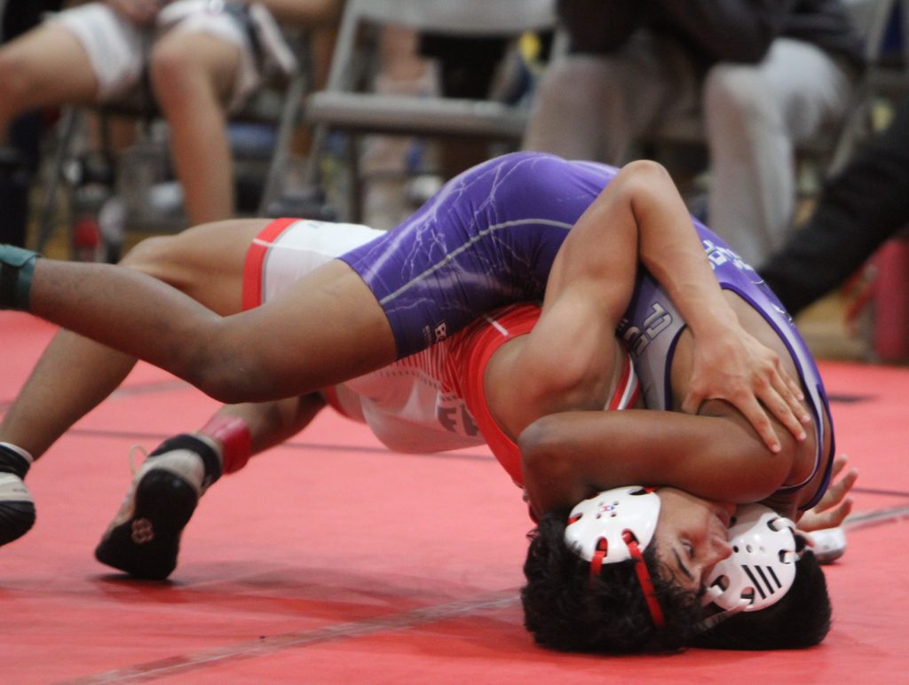 Pearl City Chargers compete at OIA Wrestling Dual Meet at Mililani High School