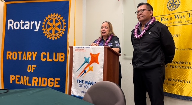 Pearl City High School Championship Bowling Head Coaches Gomes, Madrona speak at Rotary Club of Pearlridge