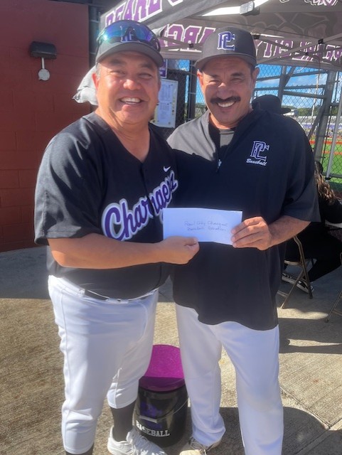 Pearl City Chargers Baseball Program receives $350.00 check donation from Pearl City Shopping Center Merchants Association