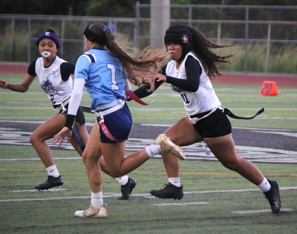Lady Surfriders drop in on Lady Chargers, rush off with 19-7 OIA DII Girls Flag Football Championship Quarterfinal round win