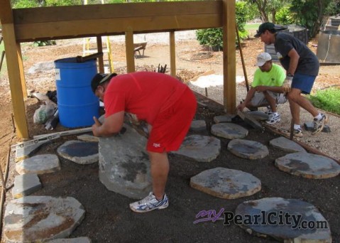 Pearlridge Rotarians provide manpower at the Urban Garden Center in Pearl City