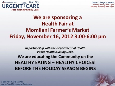 Health Fair this Friday at Momilani Farmer's Market